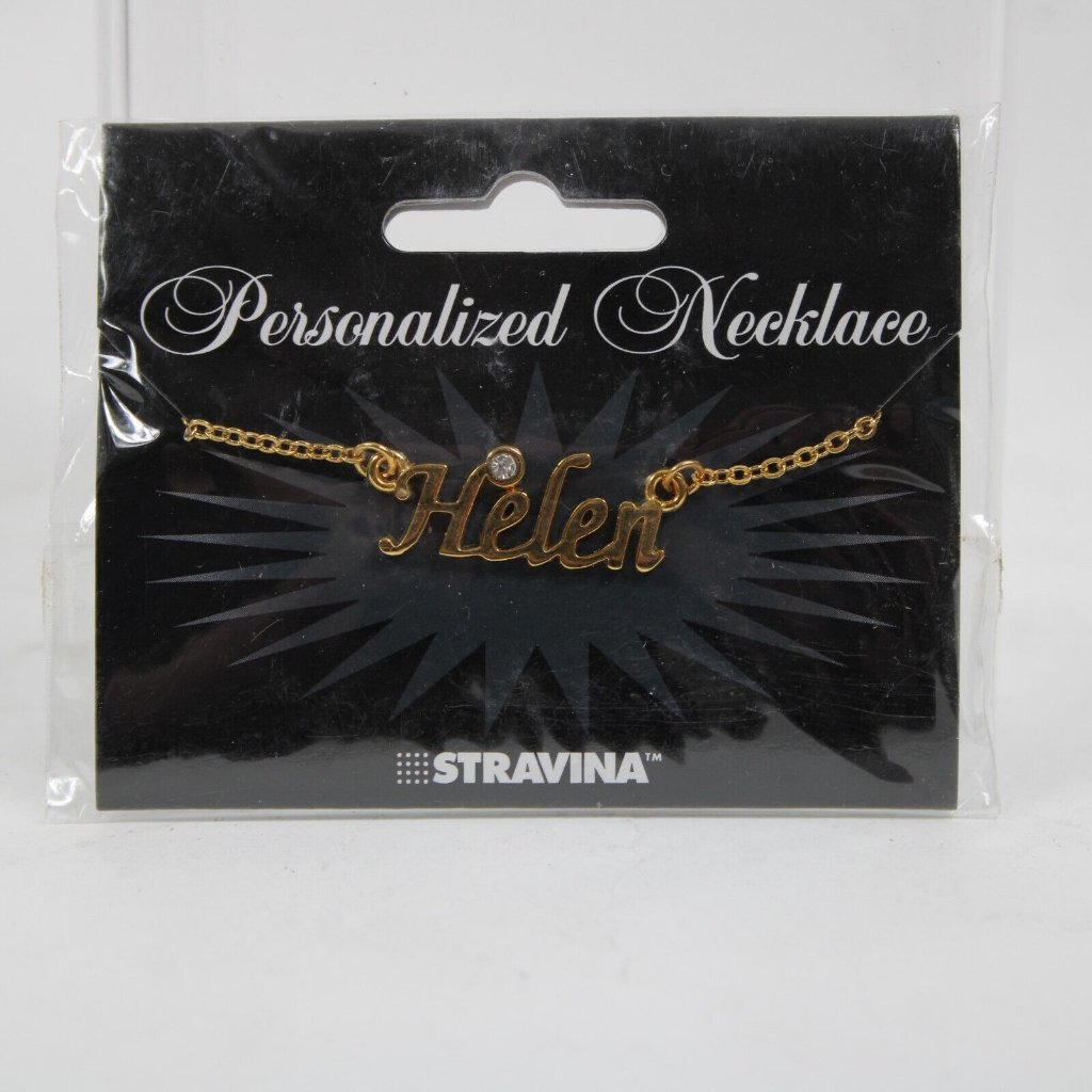 Helen Name Goldtone Rhinestone Accent 14.5